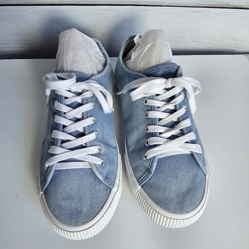 Hurley Women Lace Up Casual Sneakers Carrie Chambray Blue Canvas Fabric … - Picture 3 of 11